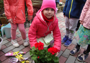 Dziewczynka sadzi kwiatka